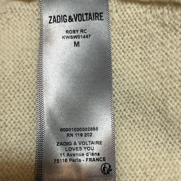 Italian Cashmere Cream V-Neck Sweater from Zadig & Voltaire - Picture 7 of 8